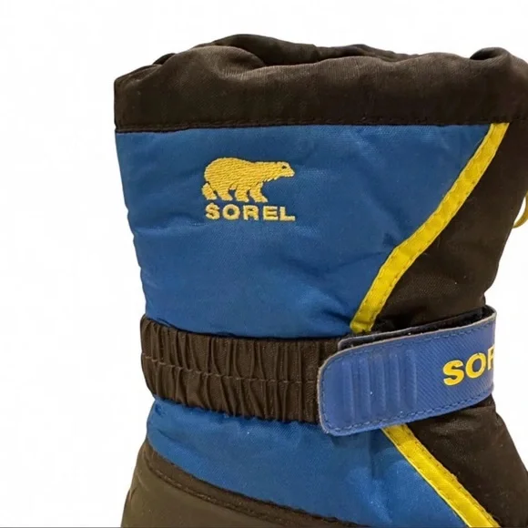 Sorel Flurry Snow Winter Boots Youth Size 12 in Blue & Black w/ Felt Lining GUC - Picture 7 of 11